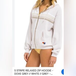 Aviator Nation 5 stripe zip up hoodie , EUC sz small